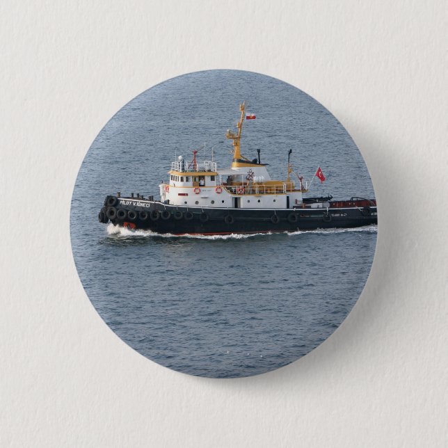 Turkish tugboat in Istanbul 2 Inch Round Button (Front)
