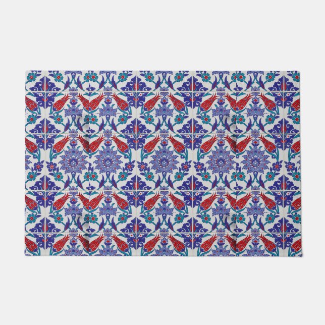 Turkish Tulip Oriental Arabesque Floral Visual art Doormat (Front)