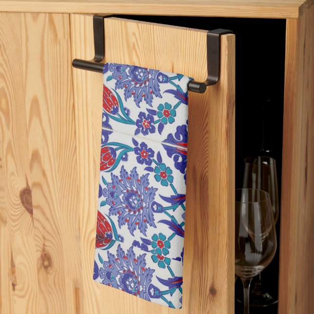Turkish Tulip Oriental Arabesque Floral Visual art Kitchen Towel (Thirds Fold)