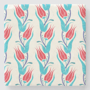 Turkish Tulips: Traditional Seamless Motif. Stone Coaster