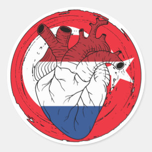 Turkish Turkey Koningsdag Dutch Netherlands Heart Classic Round Sticker