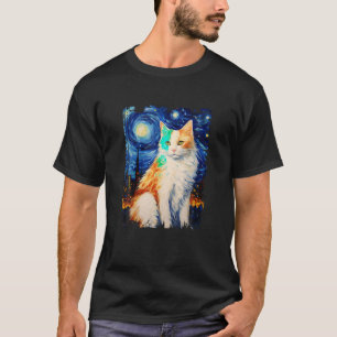 Turkish Van Cat Starry Night Painting Mom Dad T-Shirt