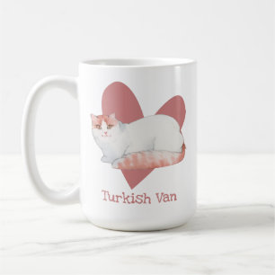 Turkish Van Cat Watercolor Kitty Pink Heart Coffee Mug