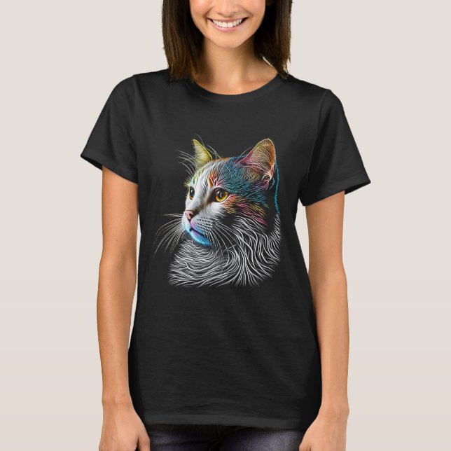 Turkish Van  Colourful graphic Cat Dad Mom Women T-Shirt (Front)