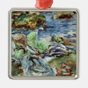 Turkish Woman by a Stream Metal Ornament
