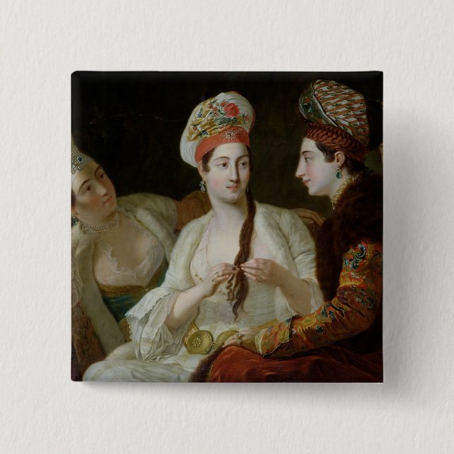 Turkish Women 2 Inch Square Button (Front)