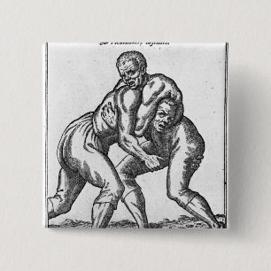 Turkish Wrestlers 2 Inch Square Button