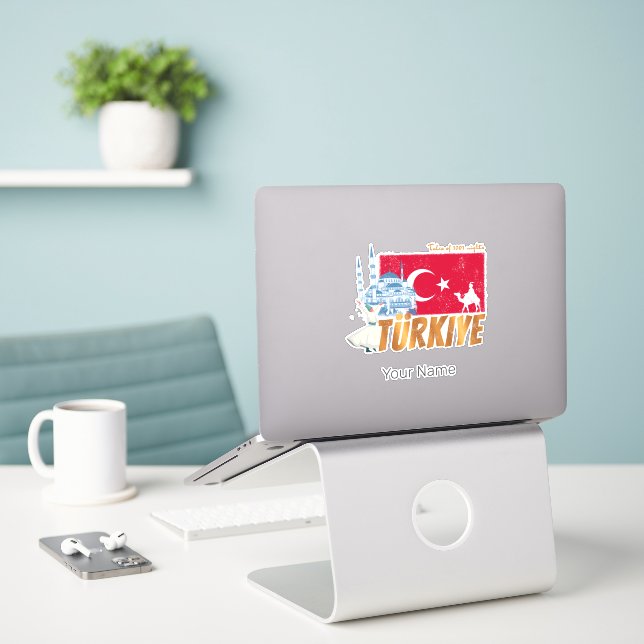 Türkiye Istanbul Vintage Flag Turkey Souvenir (Laptop On Desk)