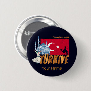 Türkiye Istanbul Vintage Flag Turkey Souvenir 2 Inch Round Button