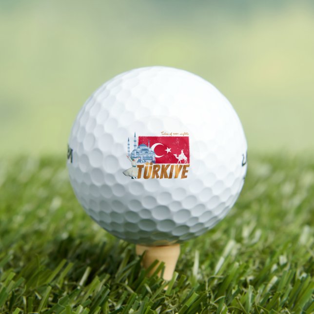 Türkiye Istanbul Vintage Flag Turkey Souvenir Golf Balls (Insitu Tee)