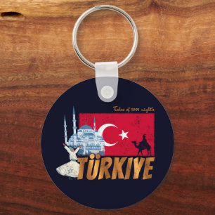 Türkiye Istanbul Vintage Flag Turkey Souvenir Keychain