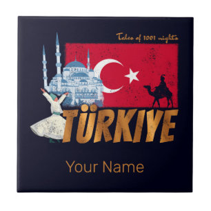 Türkiye Istanbul Vintage Flag Turkey Souvenir Tile