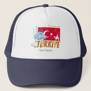 Türkiye Istanbul Vintage Flag Turkey Souvenir Trucker Hat