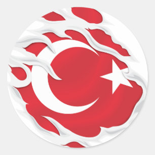 Turkiye Ripped Flag Classic Round Sticker