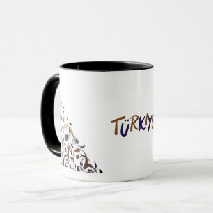 Turkiye Souvenir Gold and Blue Mug