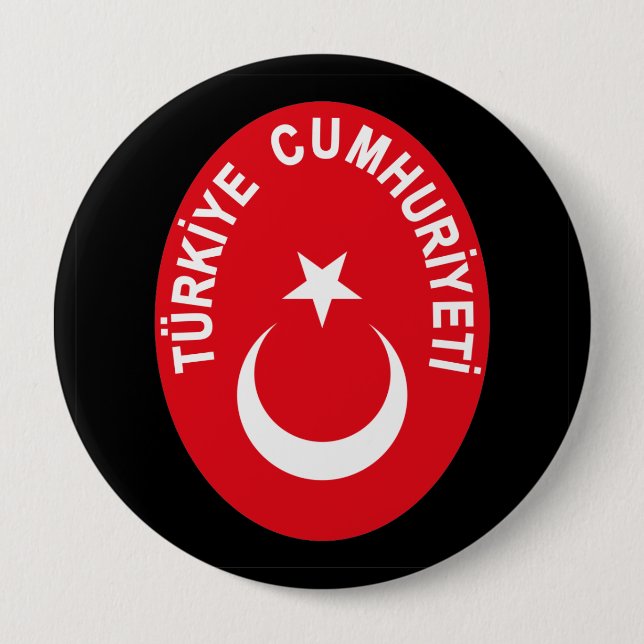 Turkiye (Turkey) COA 4 Inch Round Button (Front)