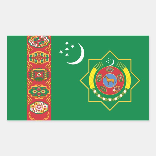 Turkmen Flag & Emblem, Flag of Turkmenistan Sticker (Front)