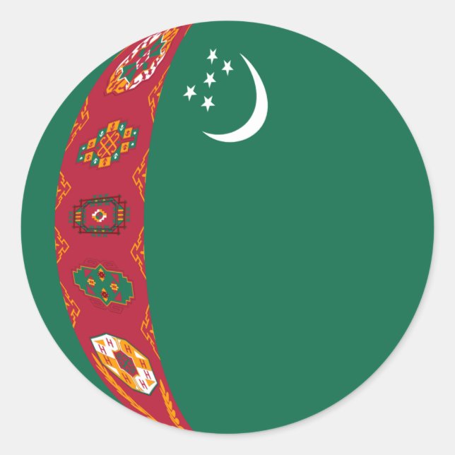Turkmenistan Fisheye Flag Sticker (Front)