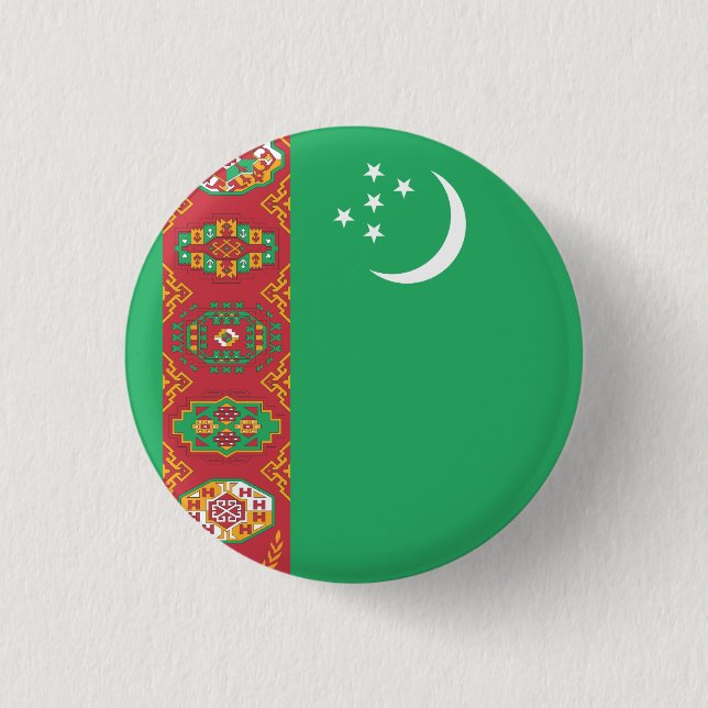 Turkmenistan Flag 1 Inch Round Button (Front)