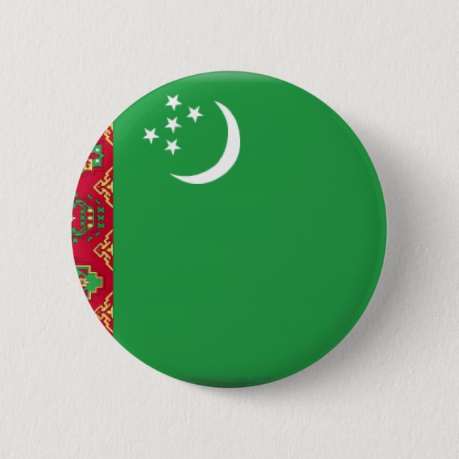 Turkmenistan Flag 2 Inch Round Button (Front)