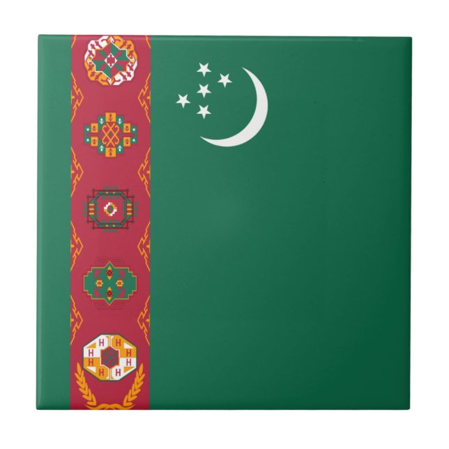 Turkmenistan Flag Ceramic Tile (Front)