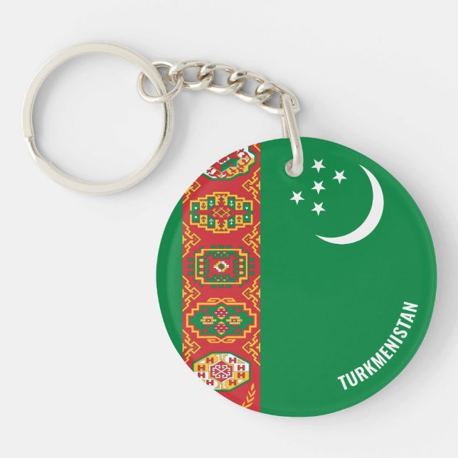 Turkmenistan Flag Charming Patriotic Keychain (Front)