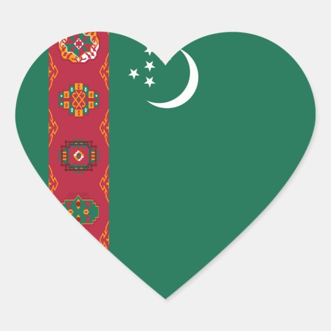 Turkmenistan Flag Heart Sticker (Front)