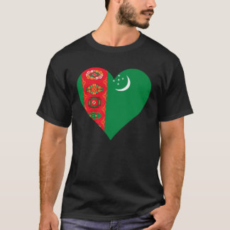 Turkmenistan Flag Heart Turkmenistan  Love Turkmen T-Shirt