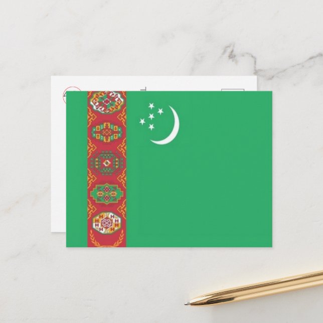 Turkmenistan - Flag - Postcard (Front/Back In Situ)