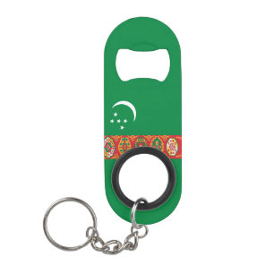 Turkmenistan National Flag Patriotic Keychain Bottle Opener