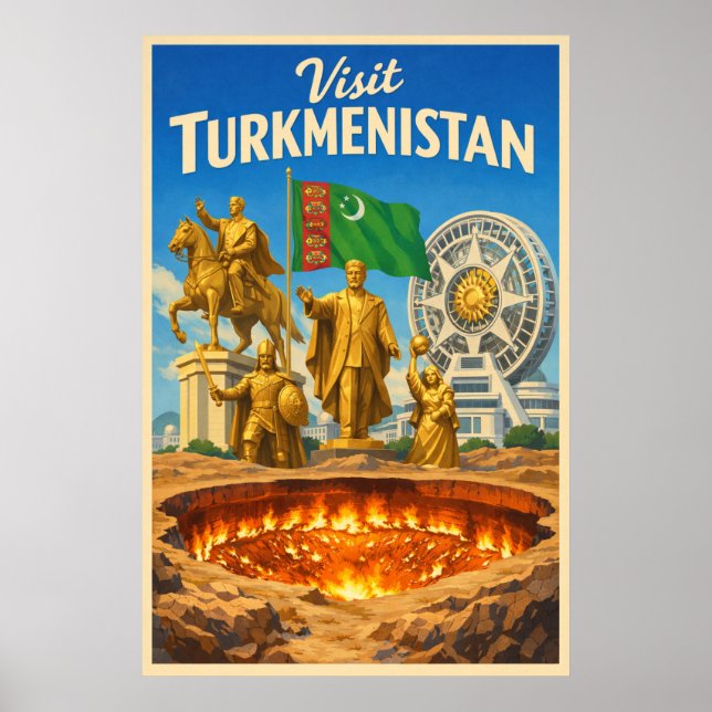 Turkmenistan - Vintage Travel Poster (Front)