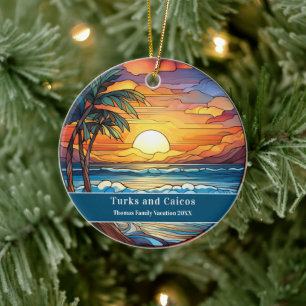 Turks and Caicos Beach Vacation Ceramic Ornament