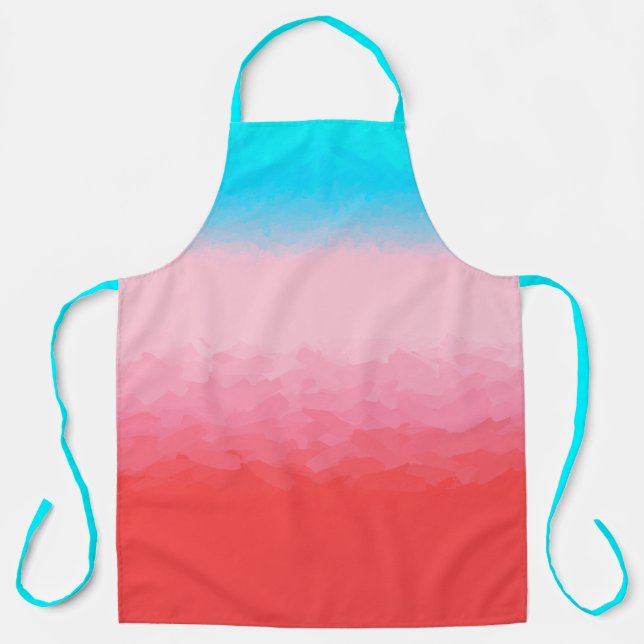 Turks and Caicos Blue and Coral Ombre Apron (Front)