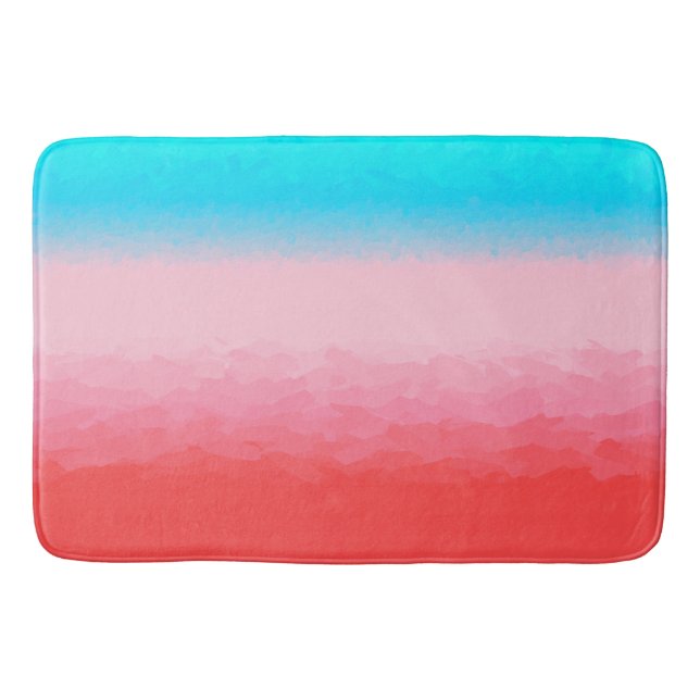 Turks and Caicos Blue and Coral Ombre Bath Mat (Front)
