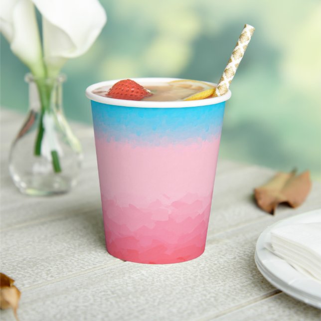 Turks and Caicos Blue and Coral Ombre Paper Cups (Insitu)