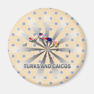 Turks And Caicos Flag Map 2.0 Magnet