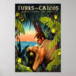 Turks and Caicos Islands Caribbean Lucayan Travel Poster