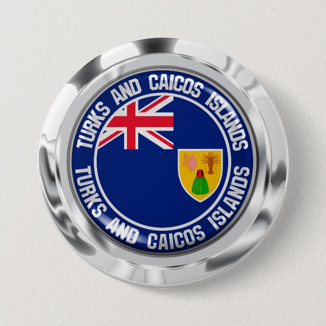 Turks and Caicos Islands Round Emblem 3 Inch Round Button (Front)