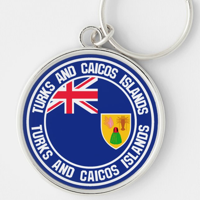 Turks and Caicos Islands Round Emblem Keychain (Front)