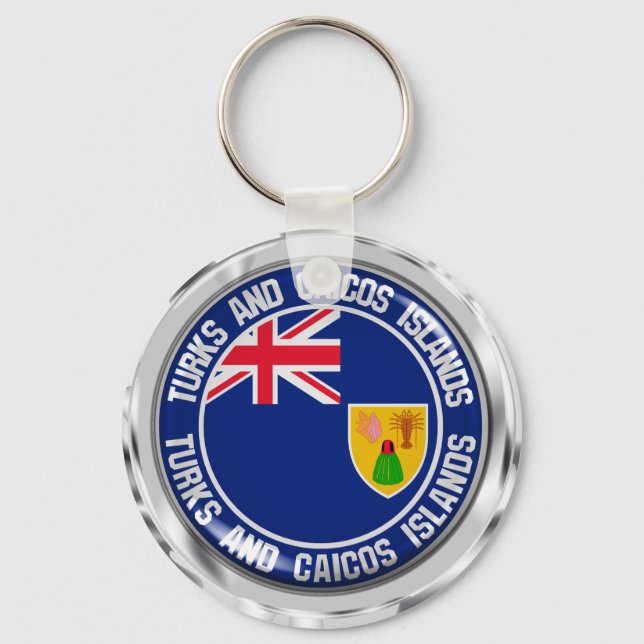 Turks and Caicos Islands Round Emblem Keychain (Front)