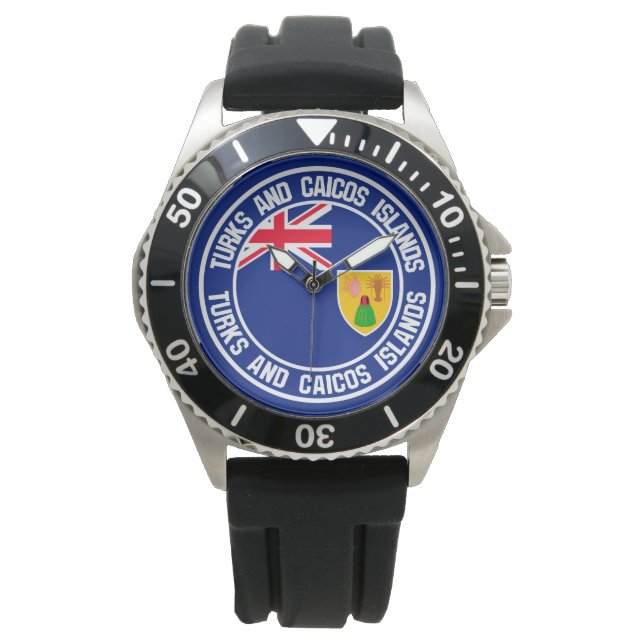 Turks and Caicos Islands Round Emblem Watch (Front)