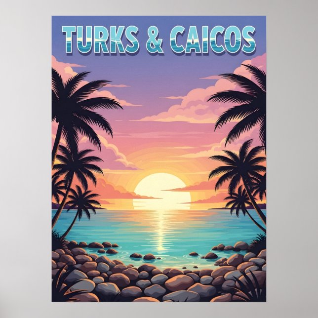 Turks and Caicos islands tropical sunset Poster (Front)