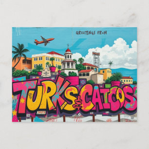 Turks and Caicos Islands UK graffiti Postcard