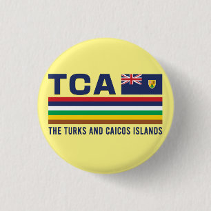 Turks and Caicos ISO Alpha 3 Design 1 Inch Round Button