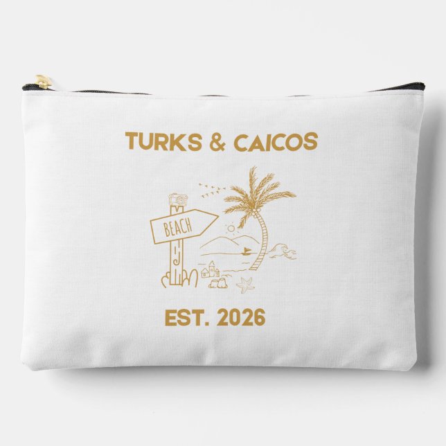 Turks and Caicos Vintage Beach Large Pouch (Front)
