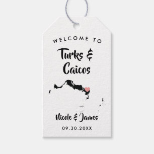 Turks and Caicos Wedding Welcome Bag Tags, Map Gift Tags