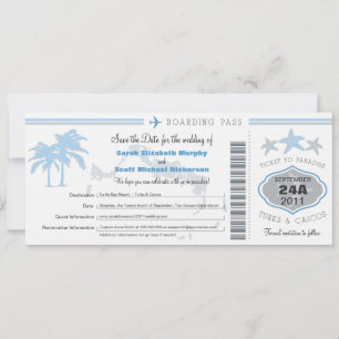 Turks & Caico Save the Date Boarding Pass