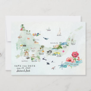 Turks & Caicos   Carte d'itinéraire de mariage de 