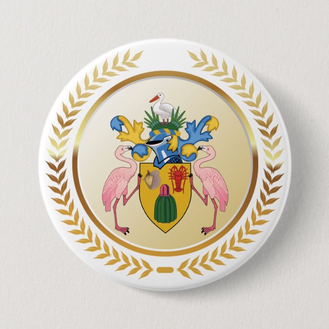 Turks & Caicos Coat Of Arms 3 Inch Round Button (Front)