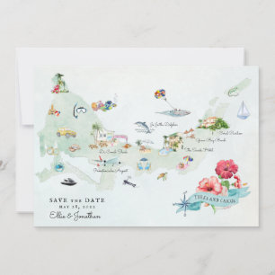 Turks & Caicos Destination Wedding Itinerary Map Invitation